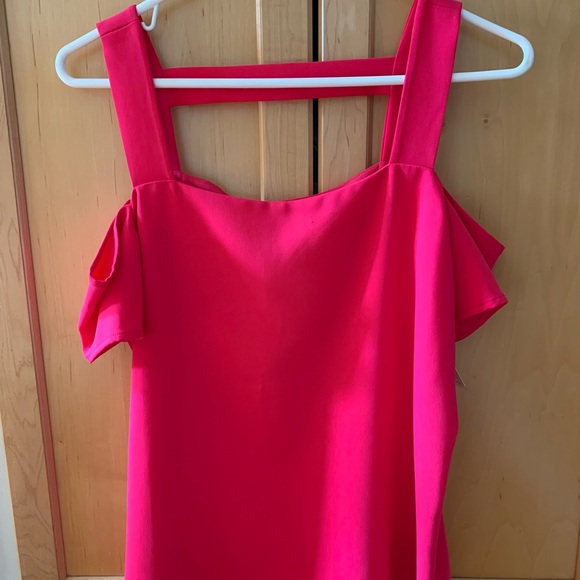 Cooper & Ella Hot Pink Cut Out Square Neck Top Size Small - Picture 1 of 9